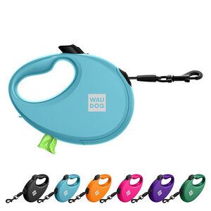 Повідець-рулетка для собак WAUDOG R-leash з контейнером для пакетів, світловідбивна стрічка, M, до 20 кг, 5 м