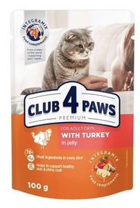 Вологий корм Club 4 Paws Пауч для котів індичка в желе 100 г