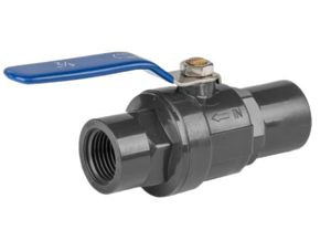 Кран кульовий рівнопрохідний, РВ 1/2", для труб ПВХ PN10, з SS ручкою, DSRA10V1SF12F12SS