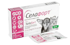 Краплі Селафорт для котів і собак, спот-он 15мг (до 2,5 кг) №1(аналог Стронгхолда)