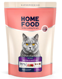 Home food сухий корм для дорослих котів британських та шотландських порід Індичка та качка 400г