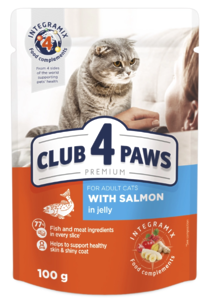 Клуб 4 Лапи вологий корм для дорослих котів з лососем у желе 100г