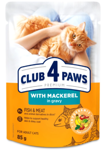 Клуб 4 Лапи вологий корм для дорослих котів з макреллю в соусі 85г